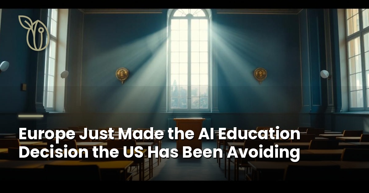 Empty teacher's lectern in a European classroom — EU Council May 11 conclusions on AI in education