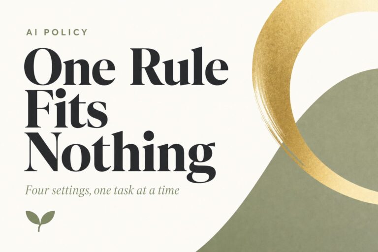 Bold editorial card reading One Rule Fits Nothing, four settings one task at a time