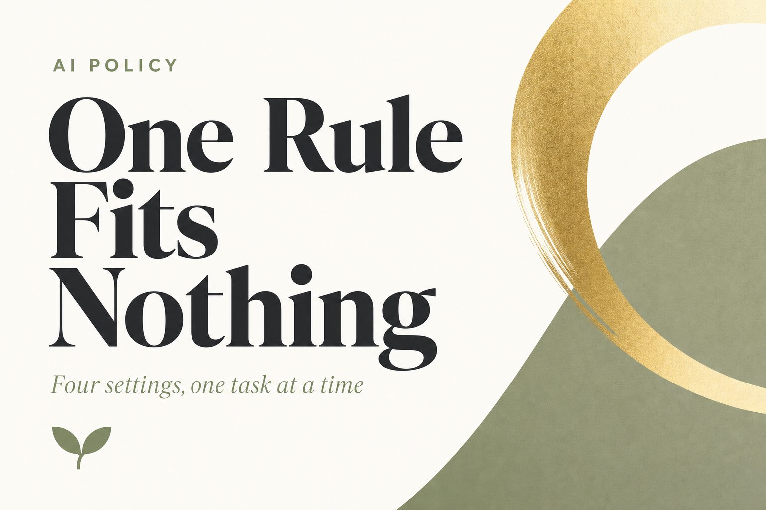 Bold editorial card reading One Rule Fits Nothing, four settings one task at a time