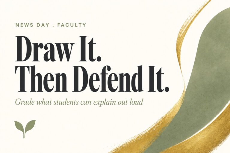 AI cheating and assessment design: Harvest Kernel News Day card reading Draw It. Then Defend It. Grade what students can explain out loud.
